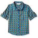 miniklub Boys Blue Regular Fit Checked Casual Shirt