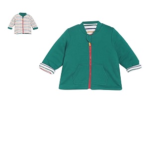miniklub baby front open long sleeve knitted cotton jacket green color