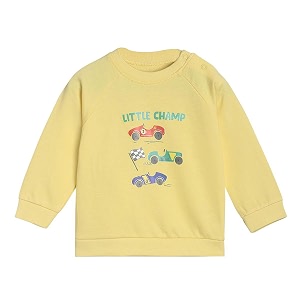 miniklub baby round neck long sleeve knitted cotton sweat shirt yellow color