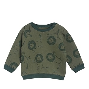 miniklub baby round neck long sleeve knitted cotton sweat shirt olive color
