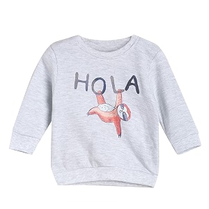 miniklub baby round neck long sleeve knitted cotton sweat shirt grey color