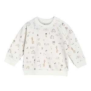 miniklub boys beige printed pure cotton sweatshirt