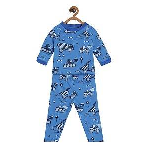miniklub Boys Blue Black Printed Pure