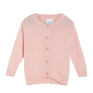 miniklub baby front open long sleeve knitted acrylic sweater pink color