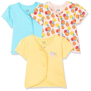miniklub baby cap sleeve knitted cotton front open vest pack of 3 multi color