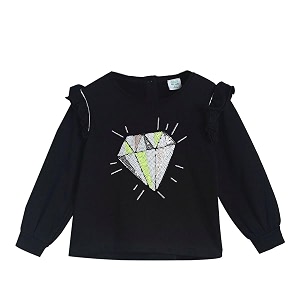 miniklub baby round neck balloon sleeve knitted cotton black color top 12-18m