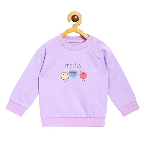 miniklub girls purple graphic printed pure cotton sweatshirt