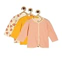 miniklub Baby Round Neck Full Sleeve Knitted Cotton Front Open Vest, Pack of 3 (Marshmallow/Yellow Color)