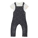 miniklub Baby Round Neck Short Sleeve Woven Cotton Dungaree Set, Pack of 2 (White Color)