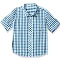 miniklub Boys Blue &amp; White Regular Fit Checked Casual Shirt