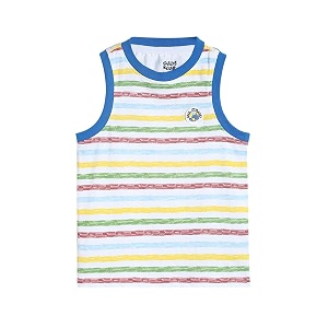 miniklub boys white striped v-neck organic cotton applique t-shirt