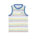 miniklub Boys White Striped V-Neck Organic Cotton Applique T-Shirt