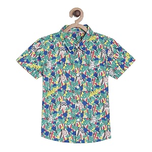 miniklub boys orange regular fit solid casual shirt