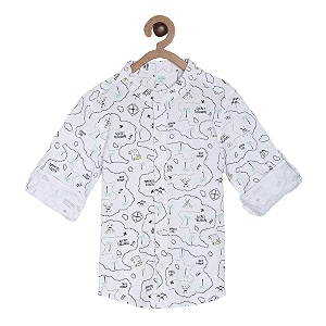 miniklub boys orange regular fit solid casual shirt