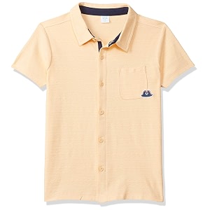 miniklub boys orange regular fit solid casual shirt