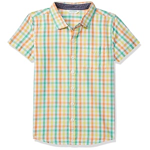 miniklub boys orange regular fit solid casual shirt