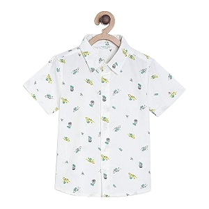 miniklub boys orange regular fit solid casual shirt
