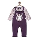 miniklub Girls Purple & White Printed Top With Dungarees
