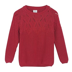 miniklub baby round neck long sleeve knitted cotton sweater red color