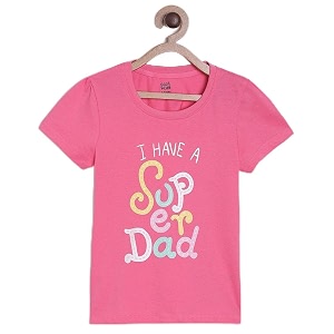 miniklub girls pink printed pure cotton top
