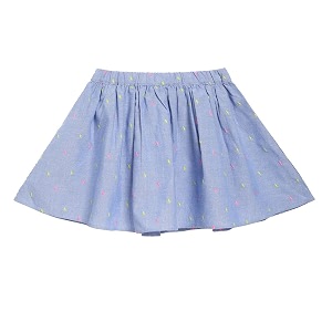 miniklub girls above knee length woven cotton skirt blue color