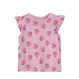 miniklub girls pink amp red printed regular top