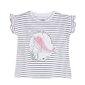 miniklub White &amp; Grey Cotton Striped Regular Top