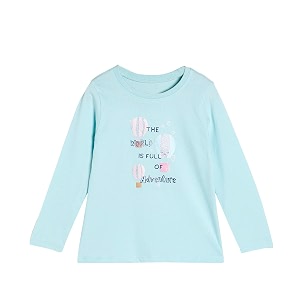 miniklub girls green amp blue pure cotton print top