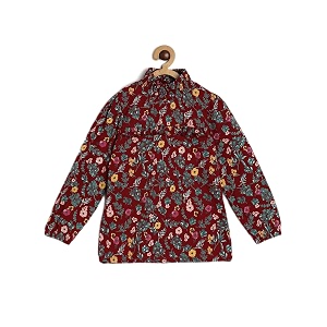 miniklub floral print puff sleeve cotton top