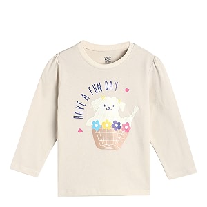 miniklub baby round neck long sleeve knitted cotton marshmallow color top 3-6m