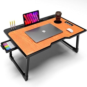mini laptop table for bed foldable wooden smart study table with drawer new kids amp adults us wood mold coted