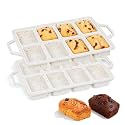 Mini Loaf Pans with Metal Frame - 2 Pack Silicone Bread Loaf Pan 8-Cavity