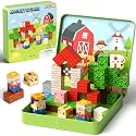 Mini Magnetic Blocks for Travel Toys: 49 Pcs Farm Animals Iron Storage Box