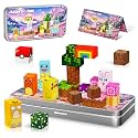 Mini Magnetic Building Blocks 35PCS Travel Magnets Cubes with Metal Storage Box Cherry Blossom Pet World Series Road Trip &amp; Airplane Activities Essentials STEM Toys for Kids Toddlers Ages 3-8