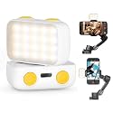 Mini Magnetic Fill Light with Stepless Dimming, 3 Light Modes, Rechargeable 600mAh Battery, Portable LED Video Light for Gimbals, Metal Surfaces, and Vlogging - Includes Magnetic Mounting Plates