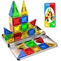 Mini Magnetic Tiles, 40PCS Travel Magnetic Tiles with Iron Box, Magnet Building Blocks Set Travel Toys for Kids Ages 3-8, Portable Educational Toys for Airplane & Car Rides, Gift for Boys & Girls