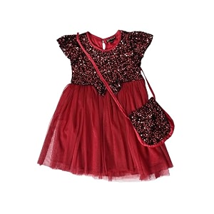 mini mama Girls Polyester Modern Knee-Length Dress