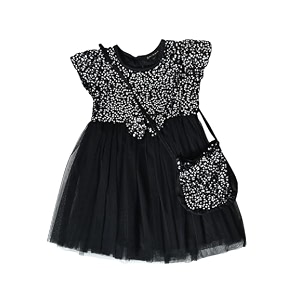 mini mama Girls Polyester Modern Knee-Length Dress