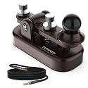 Mini Morse Radio Key CW HAM Send Telegram Double Paddle Morse Code Key with Aluminum Alloy Body Base Brown(S)
