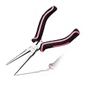 Mini Needle Nose Pliers for Jewelry Making 6 Inches Chain Nose Plier with Smooth Jaws Mini Extra Long Nose Precision Nippers for Gripping Small Components, Pink Tool for Women