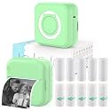 Mini Photo Printer - Portable Pocket Sticker Printers for iPhone Thermal Printer with 10 Rolls Thermal Paper for Photo, Memo, Journal - Green