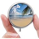 Mini Pill Box, Small Pill Box, Portable Pill Box, Cute Pill Organizer for Vitamins, Medications, Fish Oil and Supplements (Sandy Shore)