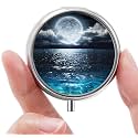 Mini Pill Box, Small Pill Box, Portable Pill Box, Cute Pill Organizer for Vitamins, Medications, Fish Oil and Supplements (Beautiful Starry Sky)