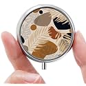 Mini Pill Box, Small Pill Box, Portable Pill Box, Cute Pill Organizer for Vitamins, Medications, Fish Oil and Supplements (Foliage)