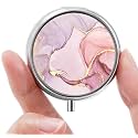 Mini Pill Box, Small Pill Box, Portable Pill Box, Cute Pill Organizer for Vitamins, Medications, Fish Oil and Supplements (Pink Marble)