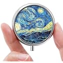 Mini Pill Box, Small Pill Box, Portable Pill Box, Cute Pill Organizer for Vitamins, Medications, Fish Oil and Supplements (Blue Moon)