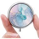 Mini Pill Box, Small Pill Box, Portable Pill Box, Cute Pill Organizer for Vitamins, Medications, Fish Oil and Supplements (Blue Marble)