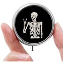 Mini Pill Box, Small Pill Box, Portable Pill Box, Cute Pill Organizer for Vitamins, Medications, Fish Oil and Supplements (Skull)