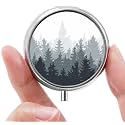 Mini Pill Box, Small Pill Box, Portable Pill Box, Cute Pill Organizer for Vitamins, Medications, Fish Oil and Supplements (Woodland)