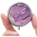 Mini Pill Box, Small Pill Box, Portable Pill Box, Cute Pill Organizer for Vitamins, Medications, Fish Oil and Supplements (Purple Marble)